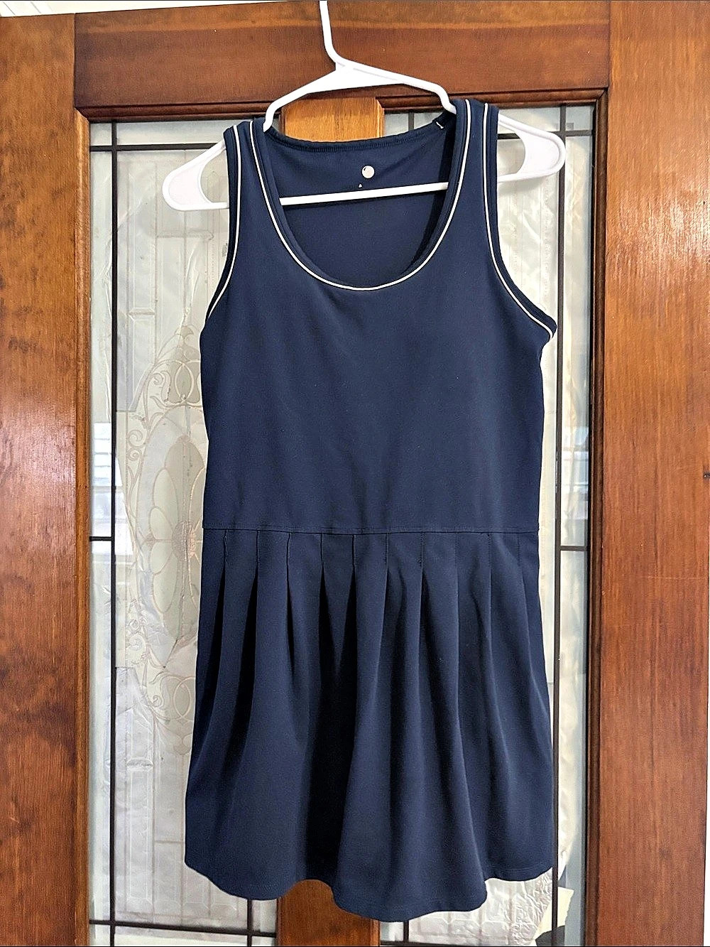 90 Degrees Scoop-Neck Pleated Tennis Dress Navy Mini